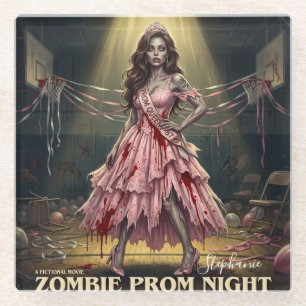 Posavasos De Vidrio Reina de la Noche de Baile de Zombies Vintage