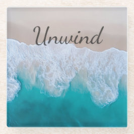 Posavasos De Vidrio Relax & Unwind Ocean Wave Coaster