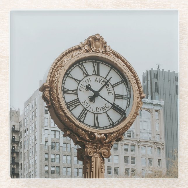 Posavasos De Vidrio Reloj de calle Tiffany en Nueva York (Anverso)