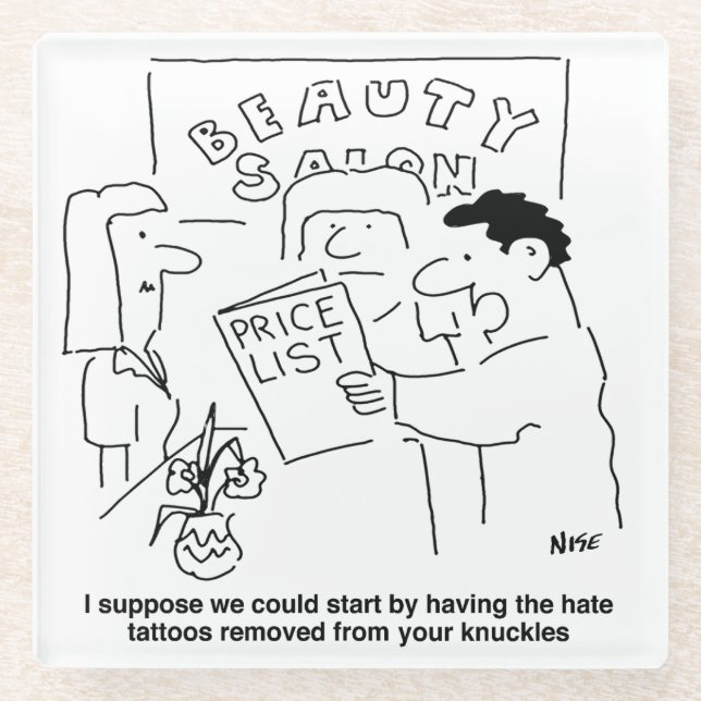Posavasos De Vidrio Remoción de tatuajes en el tema del Salón de Belle (Anverso)