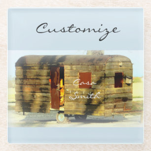 Posavasos De Vidrio Remolque de madera resistido Thunder_Cove del