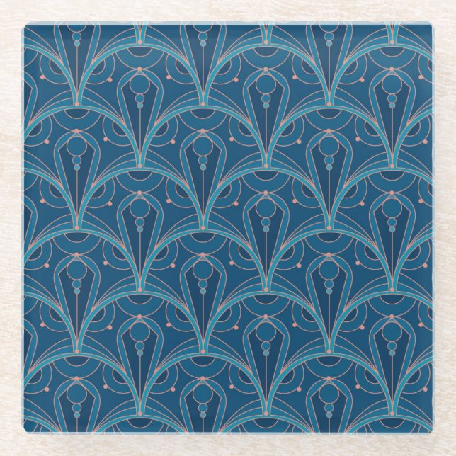Posavasos De Vidrio Repeating geometric Art Deco pattern (Anverso)