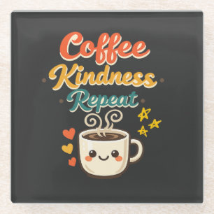 Posavasos De Vidrio Repetir amabilidad café Bebida de café retro linda