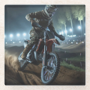 Posavasos De Vidrio Representación digital de la competencia MotoCross
