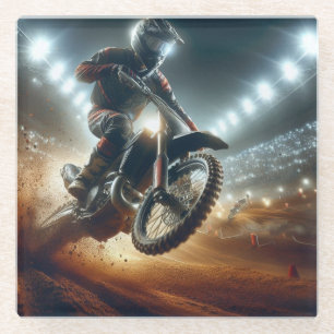 Posavasos De Vidrio Representación digital de la competencia MotoCross