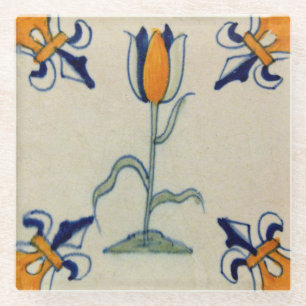 Posavasos De Vidrio Repro Tile Tradicional De Tulipán Amarillo Delft