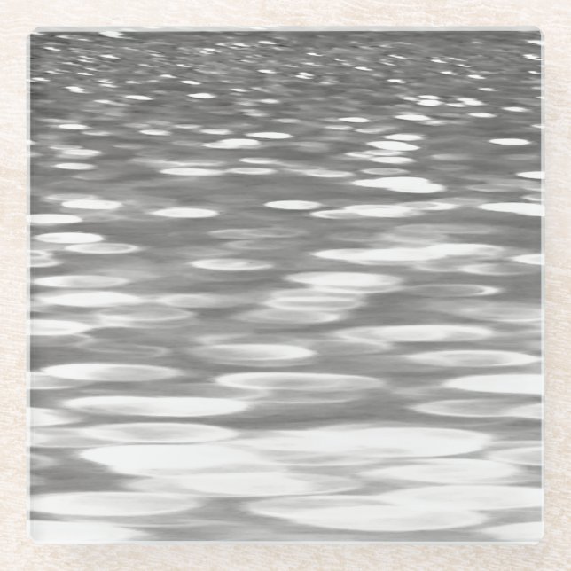 Posavasos De Vidrio Resumen #3: Brillo gris plateado (Anverso)
