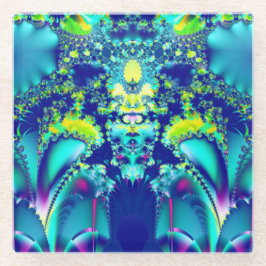 Posavasos De Vidrio Resumen colorido Arte fractal simétrico