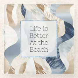 Posavasos De Vidrio Resumen de arena azul crema marina