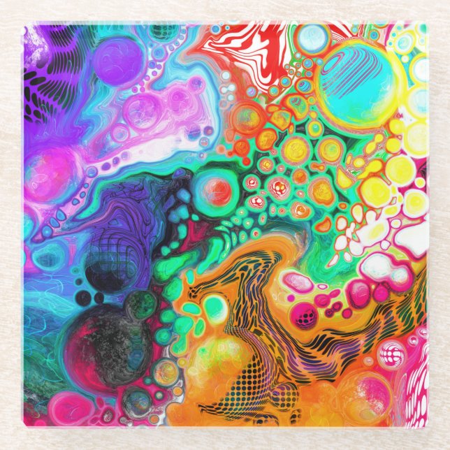 Posavasos De Vidrio Resumen de arte fluido moderno (Anverso)