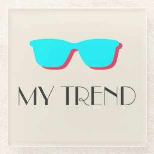 Posavasos De Vidrio Resumen de arte pop retro - Gafas turquesas y rosa