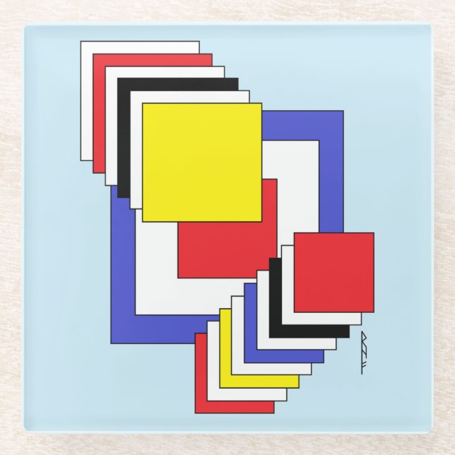 Posavasos De Vidrio Resumen de cuadrados (Anverso)