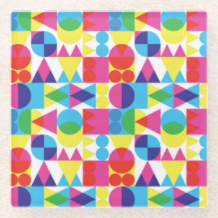 Posavasos De Vidrio Resumen de diseño de patrones geométricos colorido