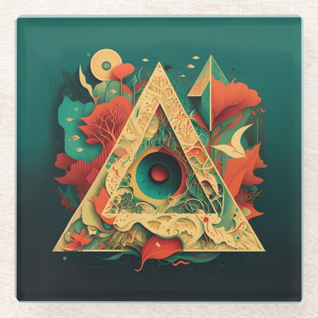 Posavasos De Vidrio Resumen de fantasías mundo de objetos imposibles (Anverso)