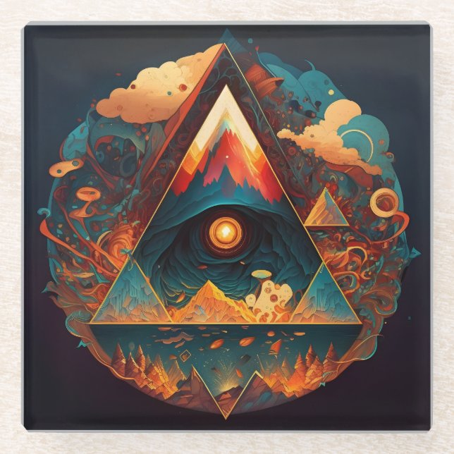 Posavasos De Vidrio Resumen de fantasías mundo de objetos imposibles (Anverso)