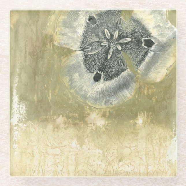 Posavasos De Vidrio Resumen de la cabeza de flor con textura acristala (Anverso)