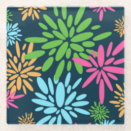 Posavasos De Vidrio Resumen de la montaña rusa de flores de fuegos art