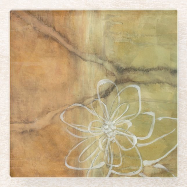 Posavasos De Vidrio Resumen de la pintura de silueta sobre fondo de Ta (Anverso)