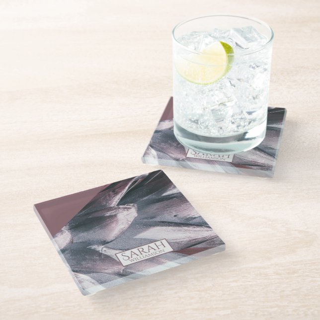 Posavasos De Vidrio Resumen de las espigas de piña plateadas (Angular)