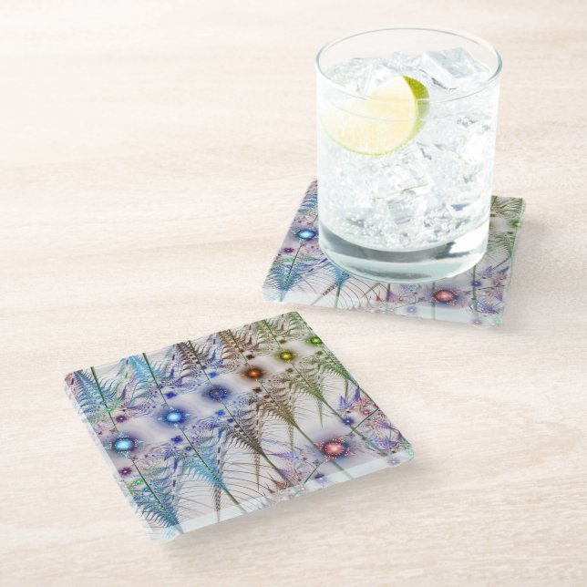 Posavasos De Vidrio Resumen de las flores de Ferns'N (Angular)