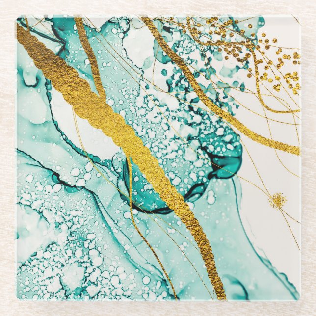 Posavasos De Vidrio Resumen de nubes de arte: Tinta translúcida (Anverso)