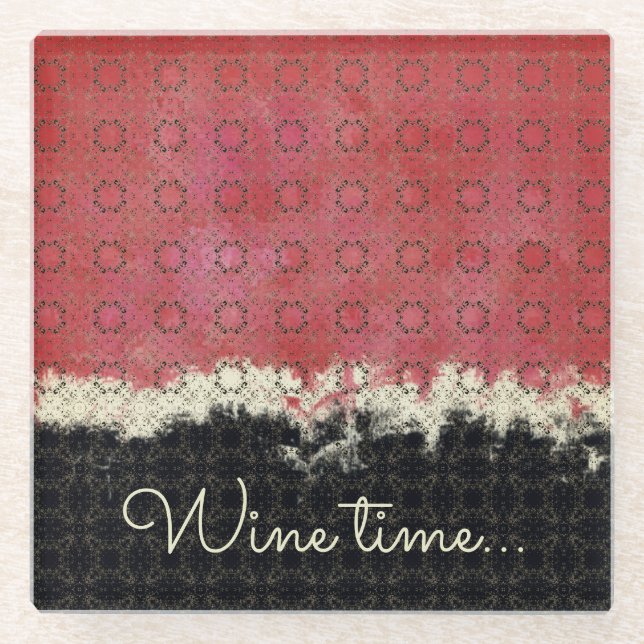 Posavasos De Vidrio Resumen de patrón rojo, gris, blanco bronce (Anverso)