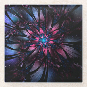 Posavasos De Vidrio Resumen del diseño de flor fractal.