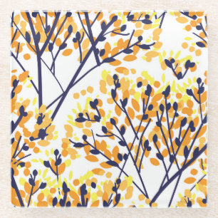 Posavasos De Vidrio Resumen del patrón moderno del árbol de otoño