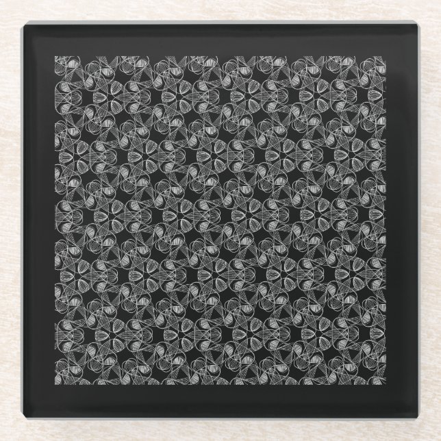 Posavasos De Vidrio Resumen en blanco y negro (Anverso)