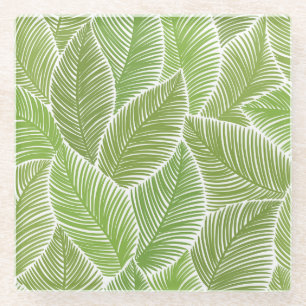 Posavasos De Vidrio Resumen floral verde, fondo sin costuras.