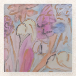 Posavasos De Vidrio Resumen Pastel Floral
