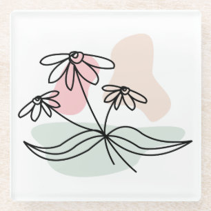 Posavasos De Vidrio Resumen Pastel Floral