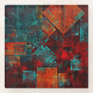 Posavasos De Vidrio Resumen Patrón artístico moderno de Guay colorido