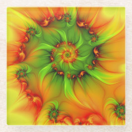 Posavasos De Vidrio Resumen psicodélico colorido moderno Resumen arte 