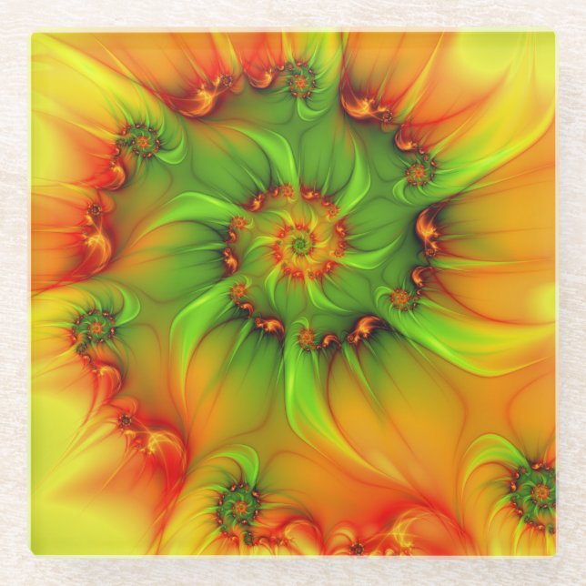 Posavasos De Vidrio Resumen psicodélico colorido moderno Resumen arte  (Anverso)