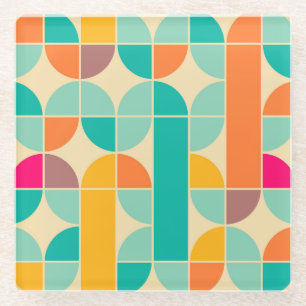Posavasos De Vidrio Resumen retro: Diseño intemporal y transparente.