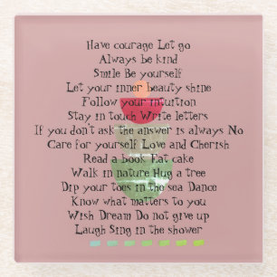 Posavasos De Vidrio Resumen rosa de citas positivas de vida