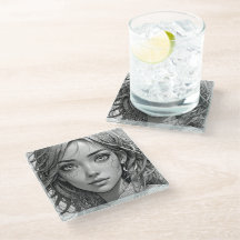 Retrato blanco y negro de chica de anime lindo