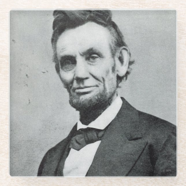 Posavasos De Vidrio Retrato de Abe Lincoln 1 (Anverso)