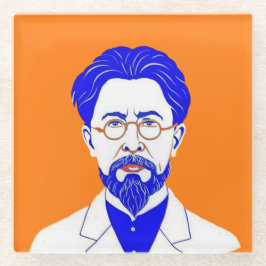 Posavasos De Vidrio Retrato de Anton Chekhov - Ilustracion gráfico