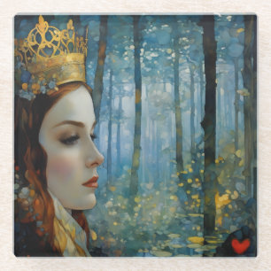 Posavasos De Vidrio Retrato de cuento de hadas de corazón perdido de l