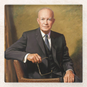 Posavasos De Vidrio Retrato de Dwight Eisenhower Presidente de la Casa
