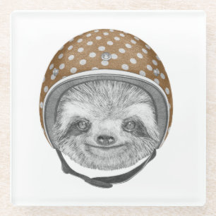 Posavasos De Vidrio Retrato De Sloth  Casco para motocicletas