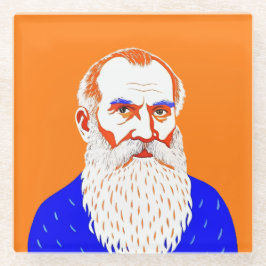Posavasos De Vidrio Retrato de Tolstoy de Leo - Ilustracion gráfico