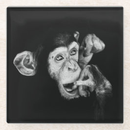 Posavasos De Vidrio Retrato de un pensador chimpancé