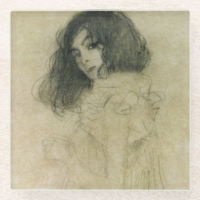Posavasos De Vidrio Retrato de una mujer joven, 1896-97 (Anverso)