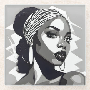 Posavasos De Vidrio Retrato de una mujer negra