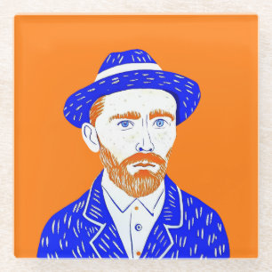 Posavasos De Vidrio Retrato de Vincent Van Gogh - Ilustracion gráfico