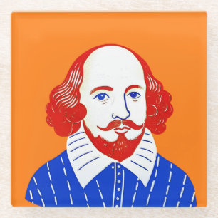 Posavasos De Vidrio Retrato de William Shakespear - Ilustracion gráfic