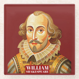 Posavasos De Vidrio Retrato de William Shakespeare ilustracion a ser o